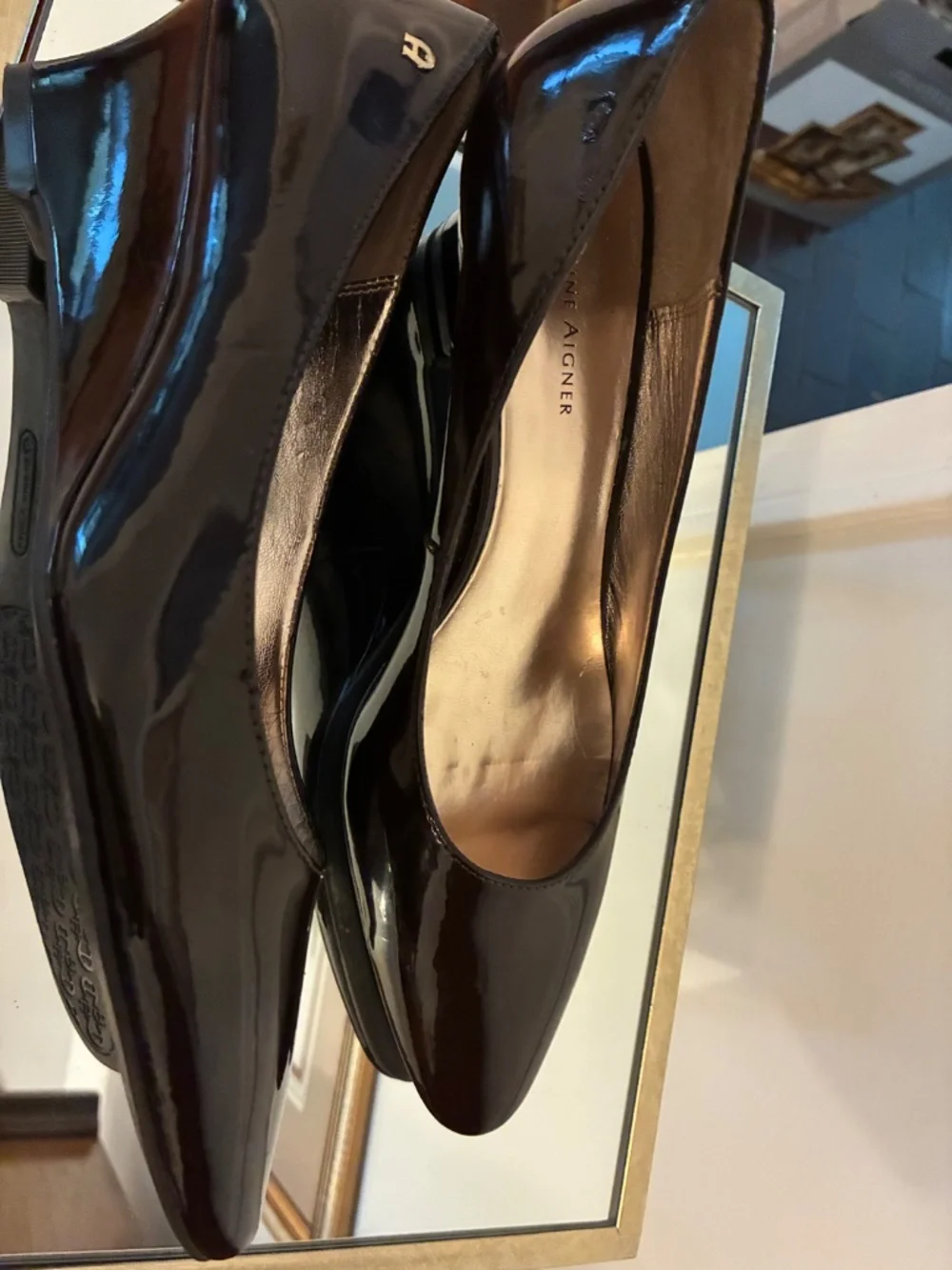 Etienne Aigner Wedge in Dark Chocolate Brown 8M